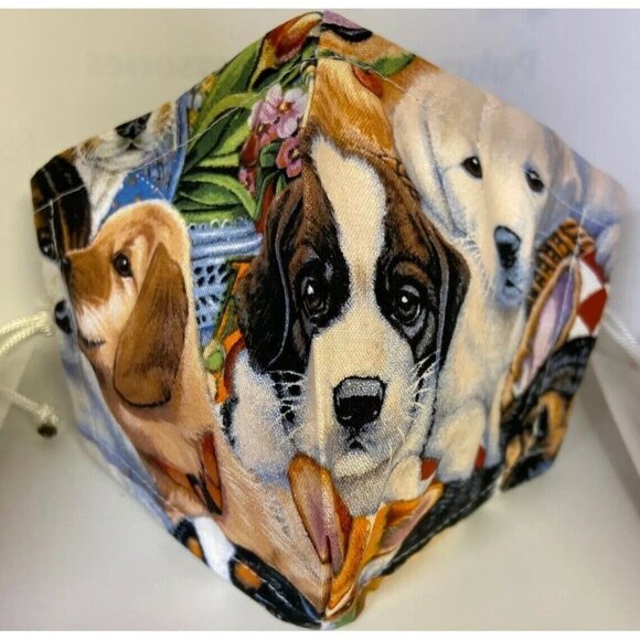 Handmade Puppies Reusable Cotton Face Mask Dog Adjustable - Picture 3 of 4